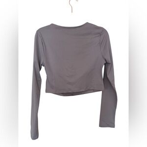 Women's Long Sleeve Gray Crop Top with back cut outs